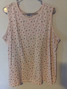 Basic Editions Light Pink Tank with Small Floral Print